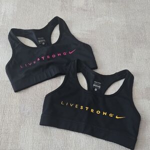Nike Black Sports Bras with Pink and Yellow Accents